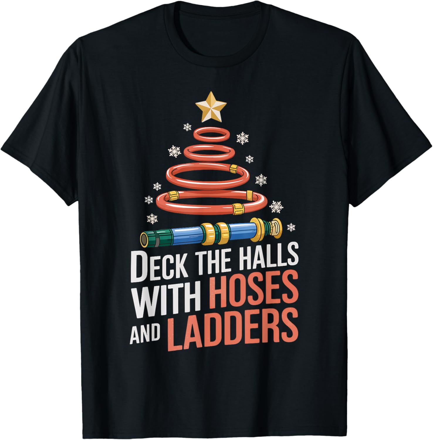Firefighter Deck The Halls With Hoses and Ladders Christmas