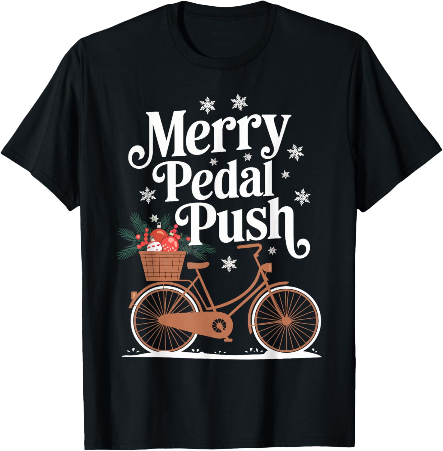 Cycling Christmas Biking Merry Pedal Push