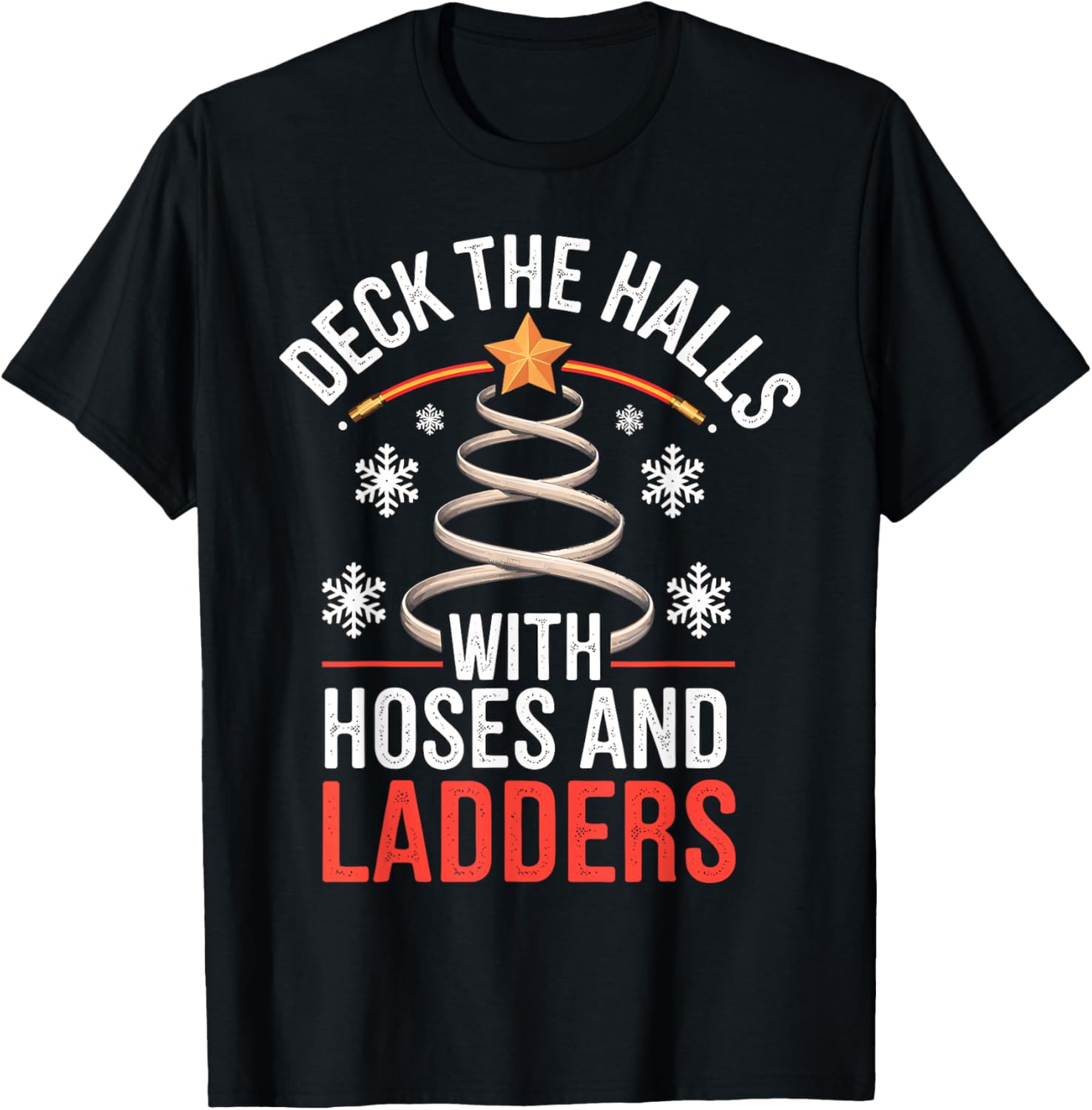 Firefighter Deck The Halls With Hoses and Ladders Christmas