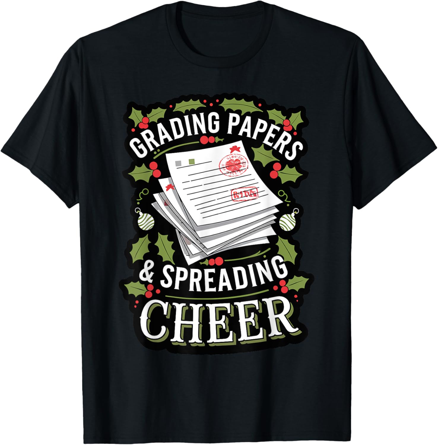 Teacher Grading Papers & Spreading Cheer Christmas