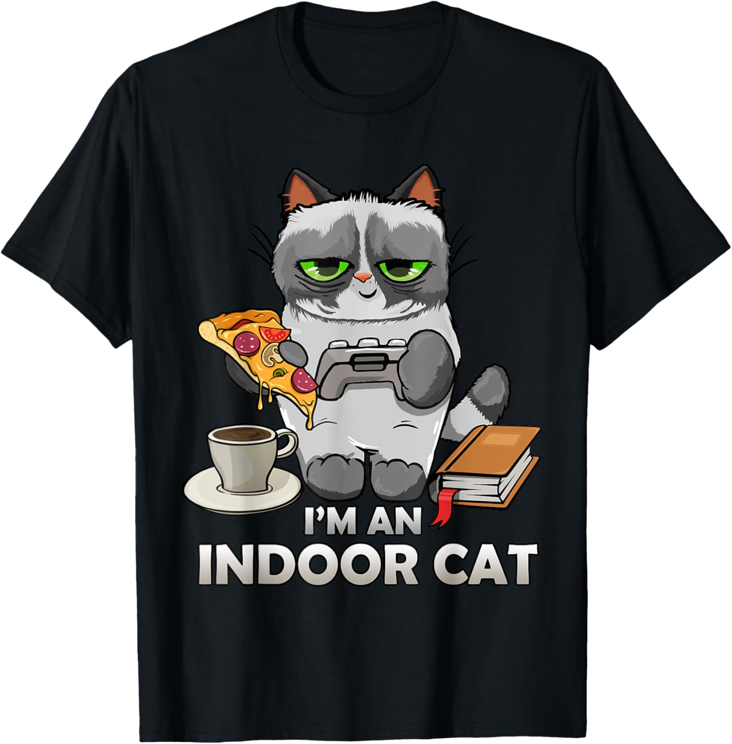 I'm An Indoor Cat Funny Reading Coffee Gaming Cat Person