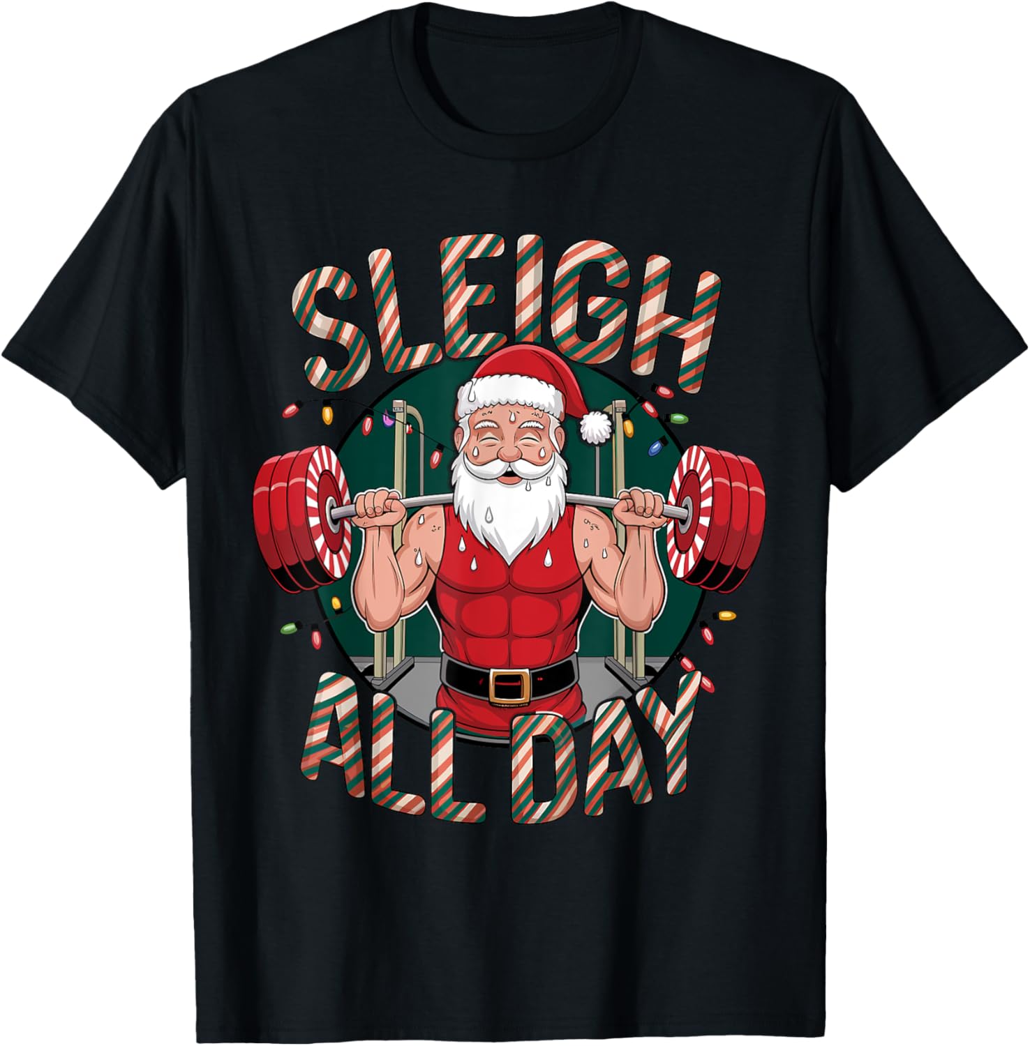 Santa Working Out Deadlift Christmas