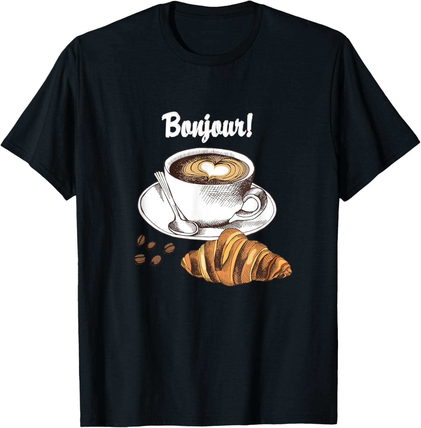 Bonjour Coffee Croissant T-Shirt