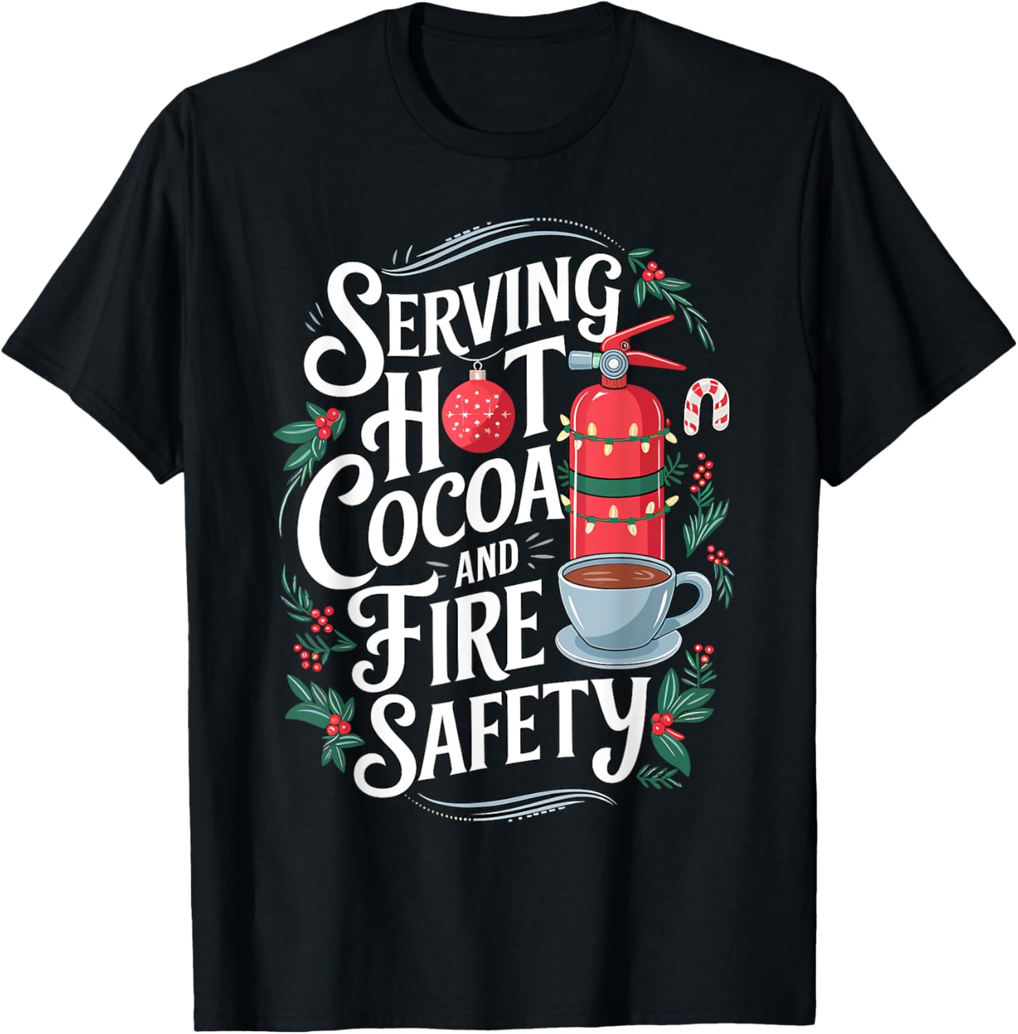 Firefighter Serving Hot Cocoa and Fire Safety Christmas