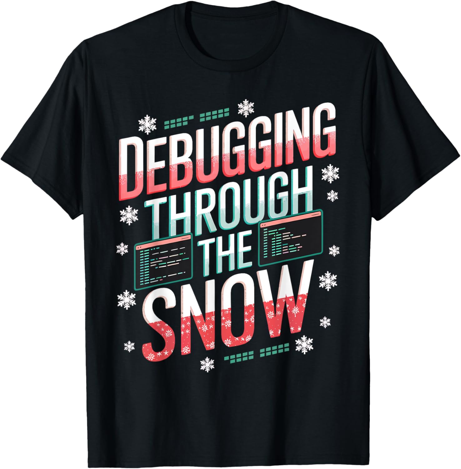 Developer Debugging Through The Snow Christmas