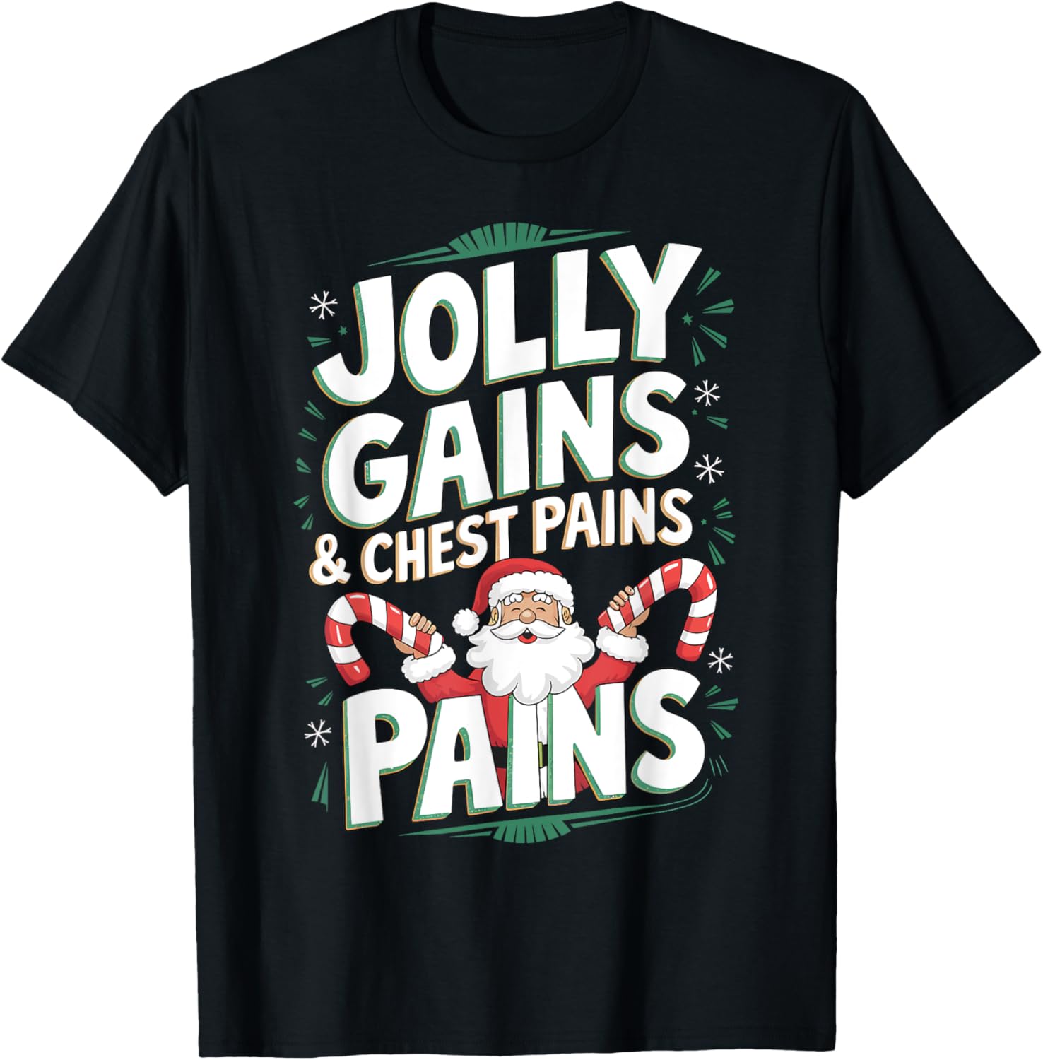 Jolly Gains And Chest Pains Santa Gym Christmas