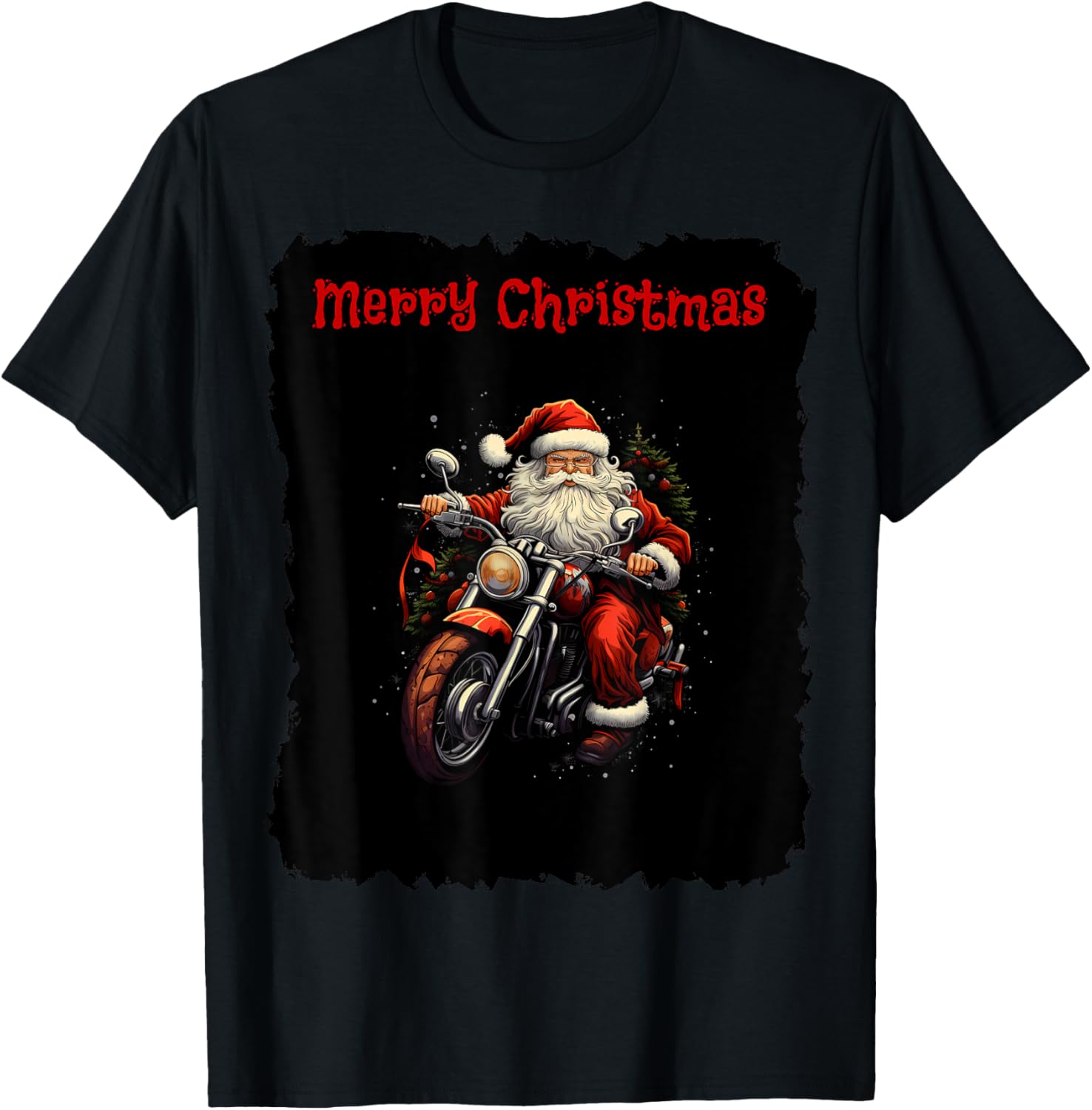 Merry Christmas Santa Biker Motorcycle