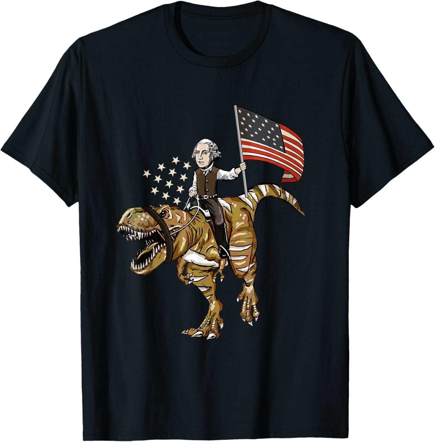 George Washington Riding a T-Rex Dinosaur 4th of July USA