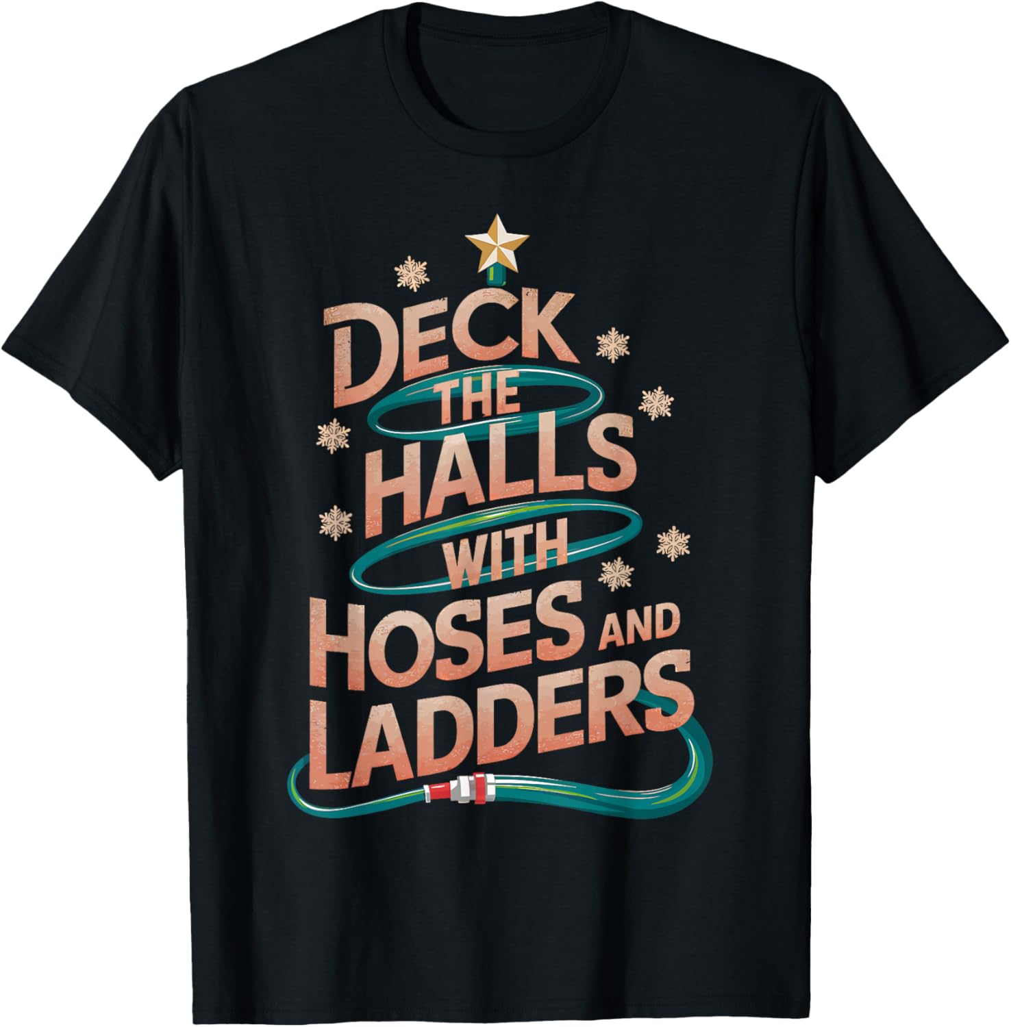 Firefighter Deck The Halls With Hoses and Ladders Christmas