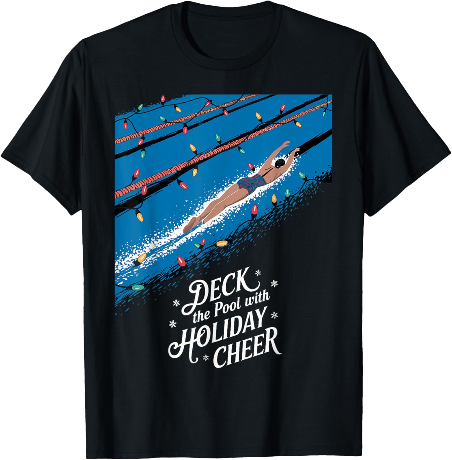 Swimmer Deck The Pool With Holiday Cheer