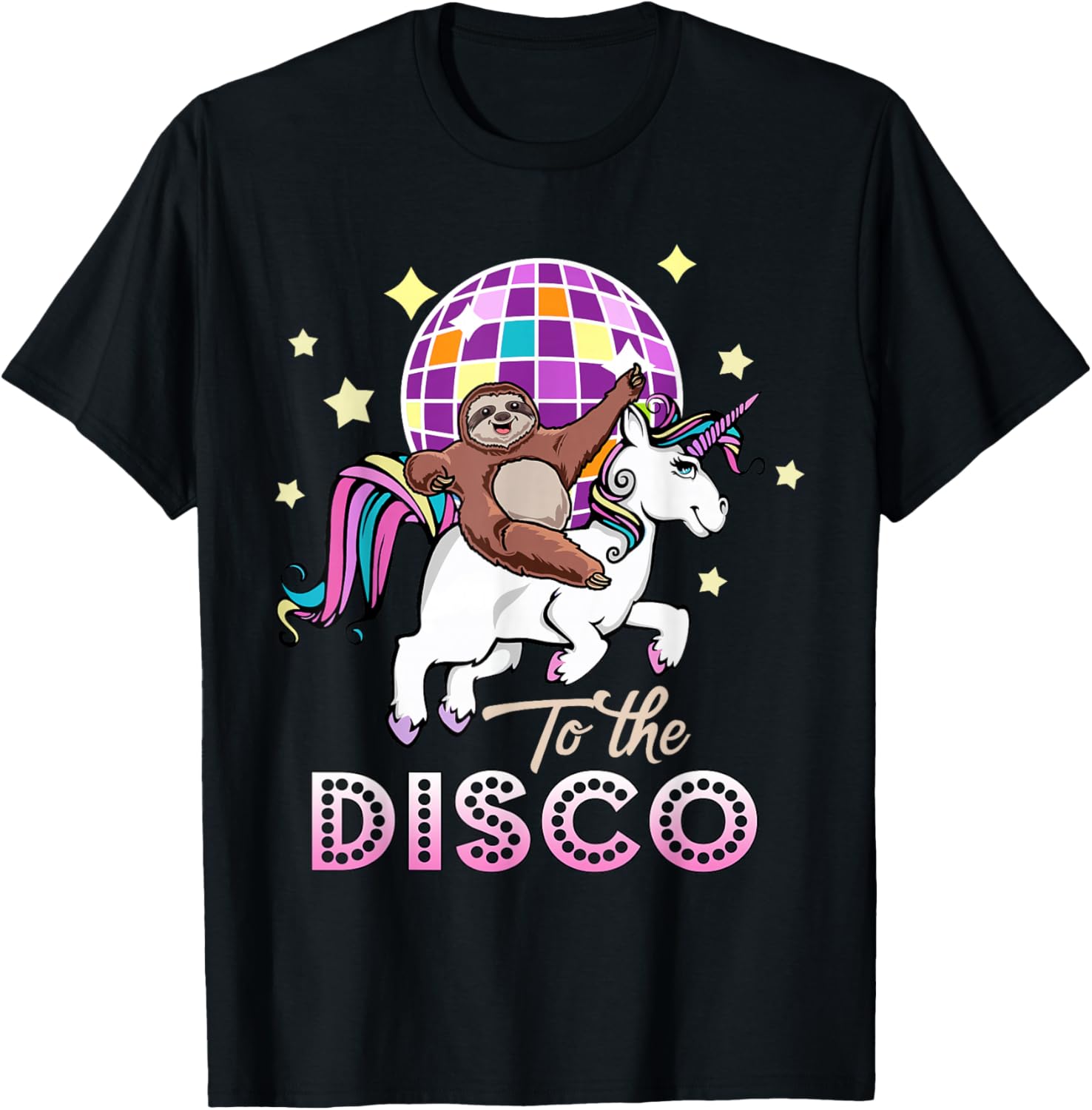 Sloth Riding Unicorn To The Disco