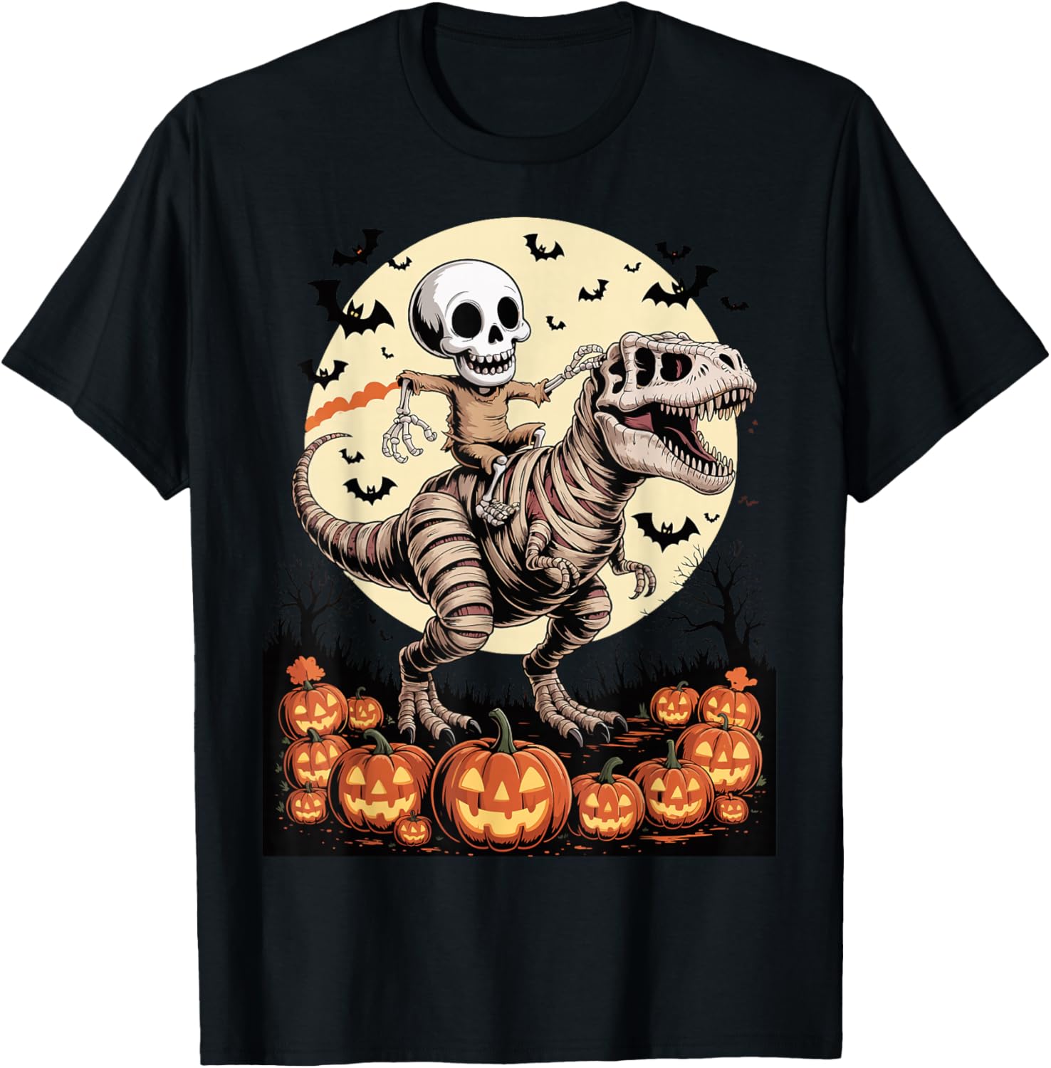 Halloween Skeleton Riding T-Rex Dinosaur